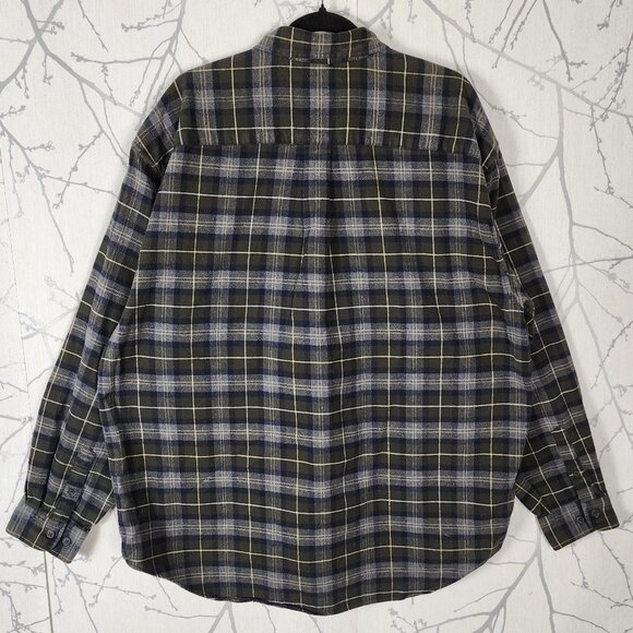 Eddie Bauer Gray Plaid 100% Cotton Flannel Shirt - Picture 2 of 3